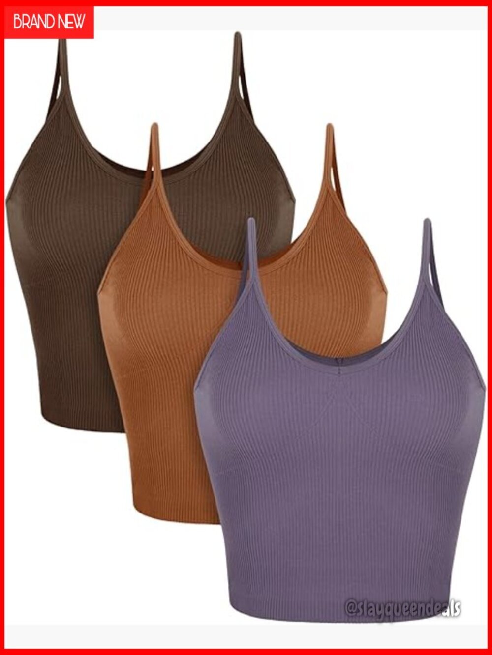 Seamless Ribbed V-Neck Crop Tank Top Slim Fit Lightweight Stretchy